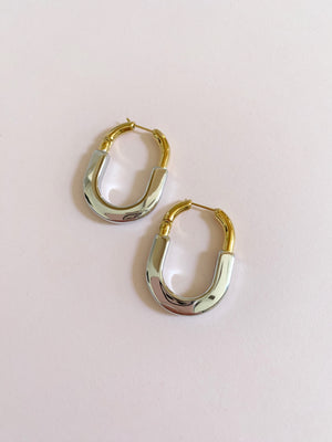 Two Tone Oakland Hoop Earrings