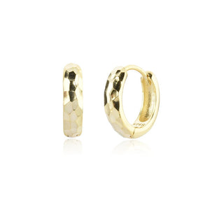 Faceted Huggie Hoop Earrings - Gold