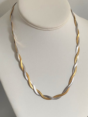 Two Tone Herringbone Twist Necklace