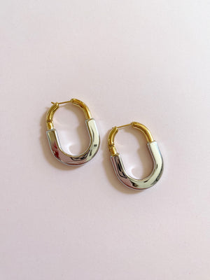 Two Tone Oakland Hoop Earrings