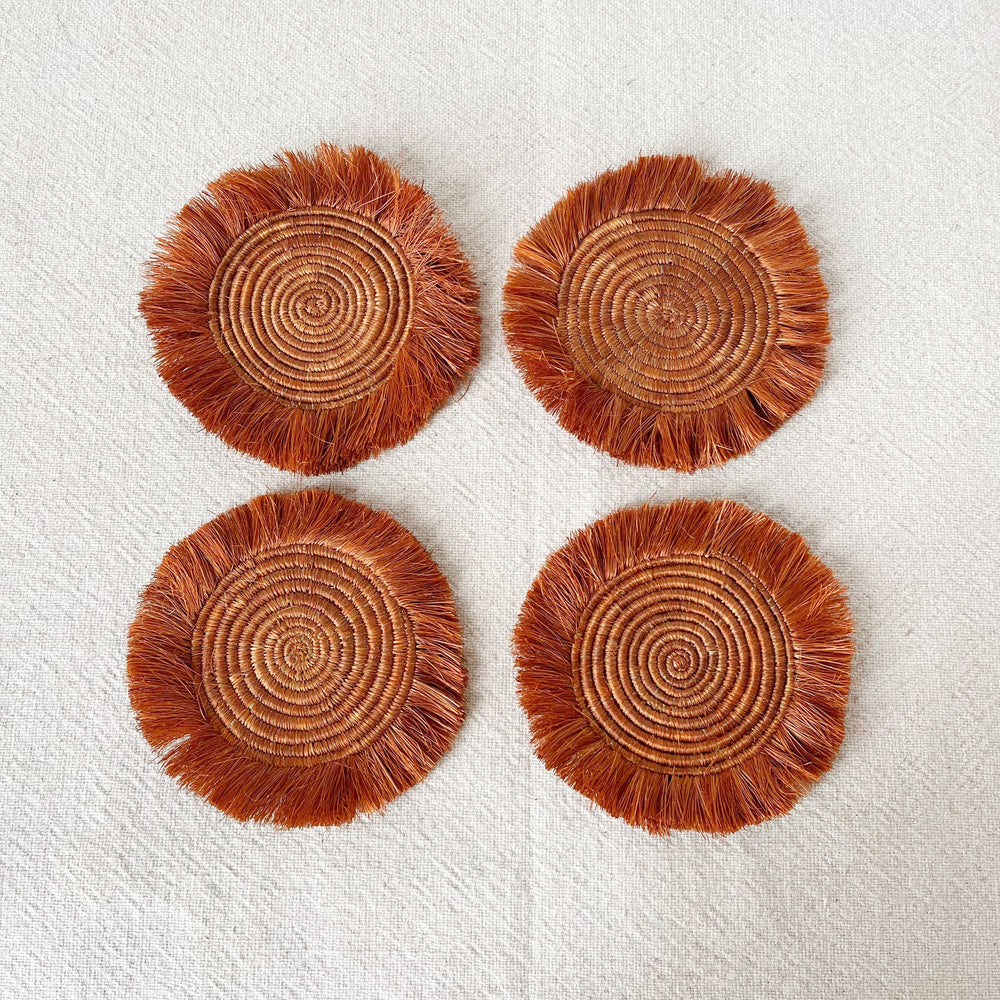 Orange Spice Fringe Coasters Set