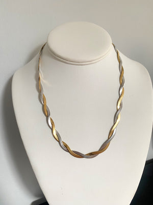 Two Tone Herringbone Twist Necklace