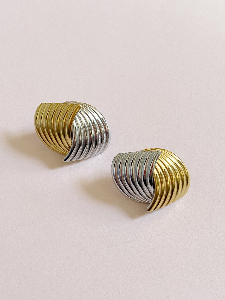 Two Tone Disk Earrings