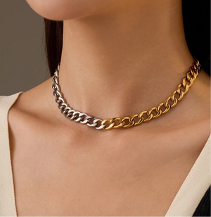 Two Tone Curb Chain Necklace