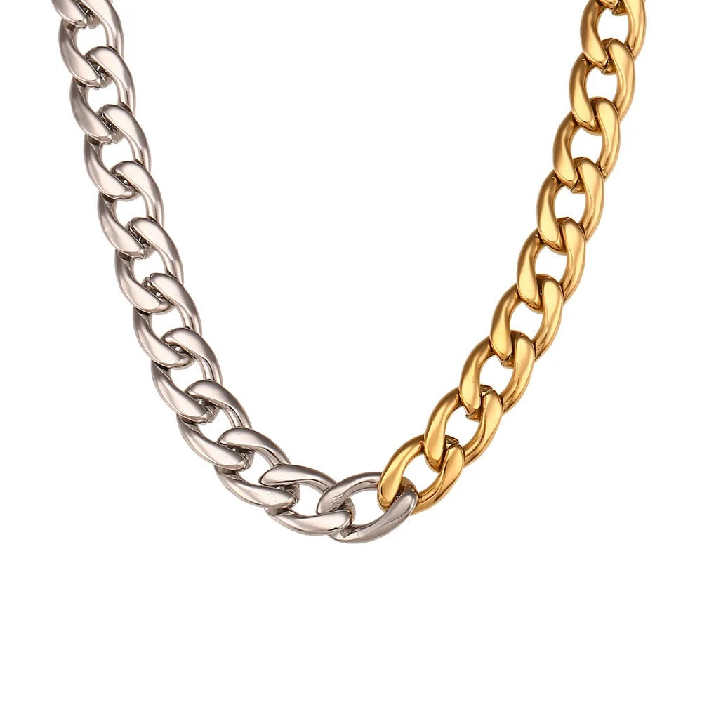 Two Tone Curb Chain Necklace