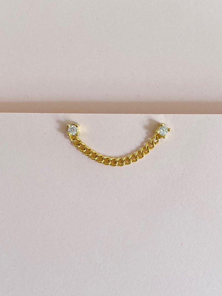 Connected Curb Chain Earring