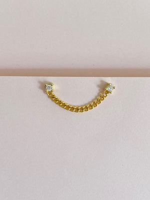 Connected Curb Chain Earring