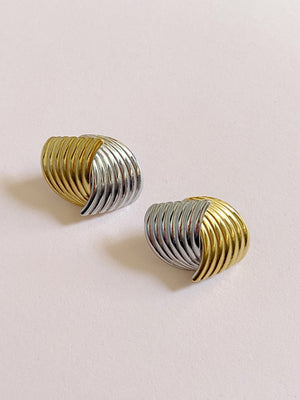 Two Tone Disk Earrings