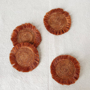 Orange Spice Fringe Coasters Set