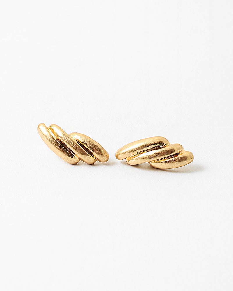 Vintage Gold Deco Stud Earrings