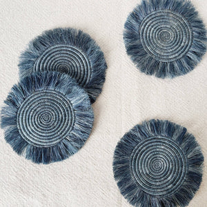 Slate Fringe Coasters Set