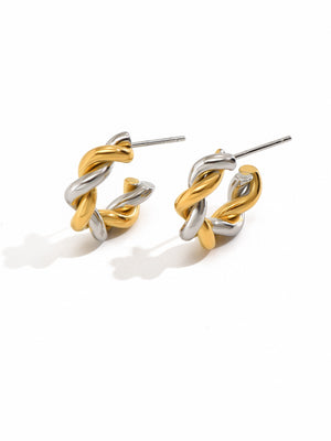 Two Tone Twist Hoop Earrings