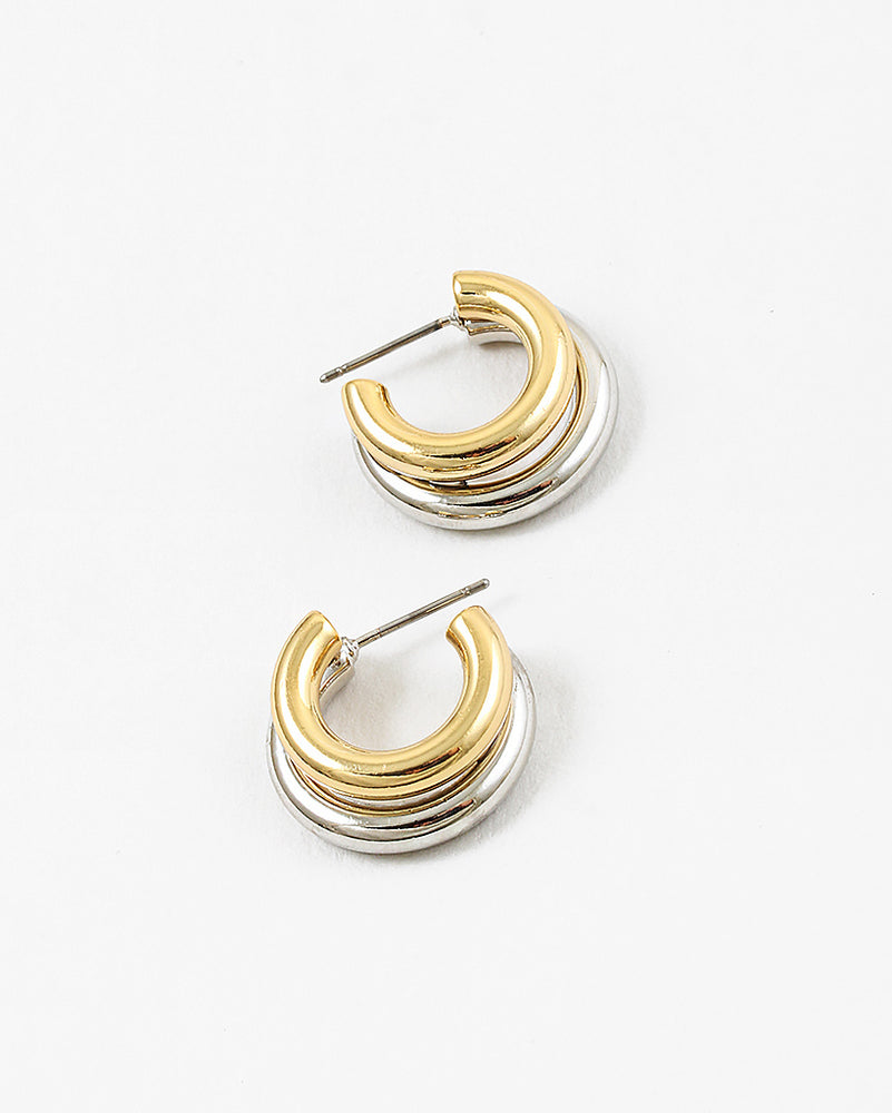 Two Tone Layered Hoop Earrings