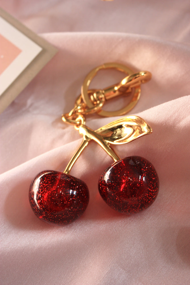 Red Cherry Bag Charm Keychain