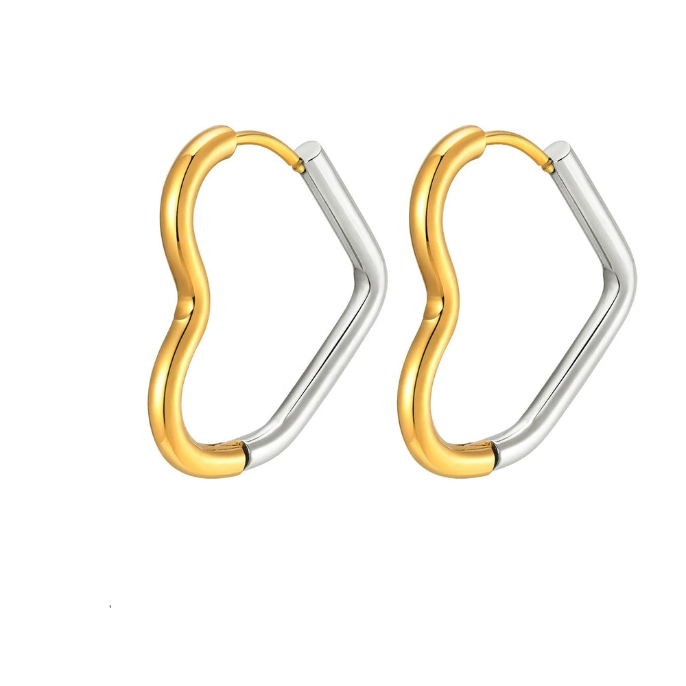 Two Tone Sideways Heart Hoop Earring