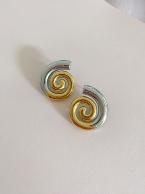 Two Tone Spiral Earrings