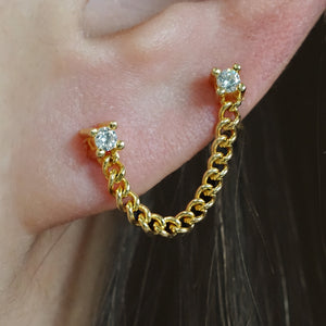 Connected Curb Chain Earring