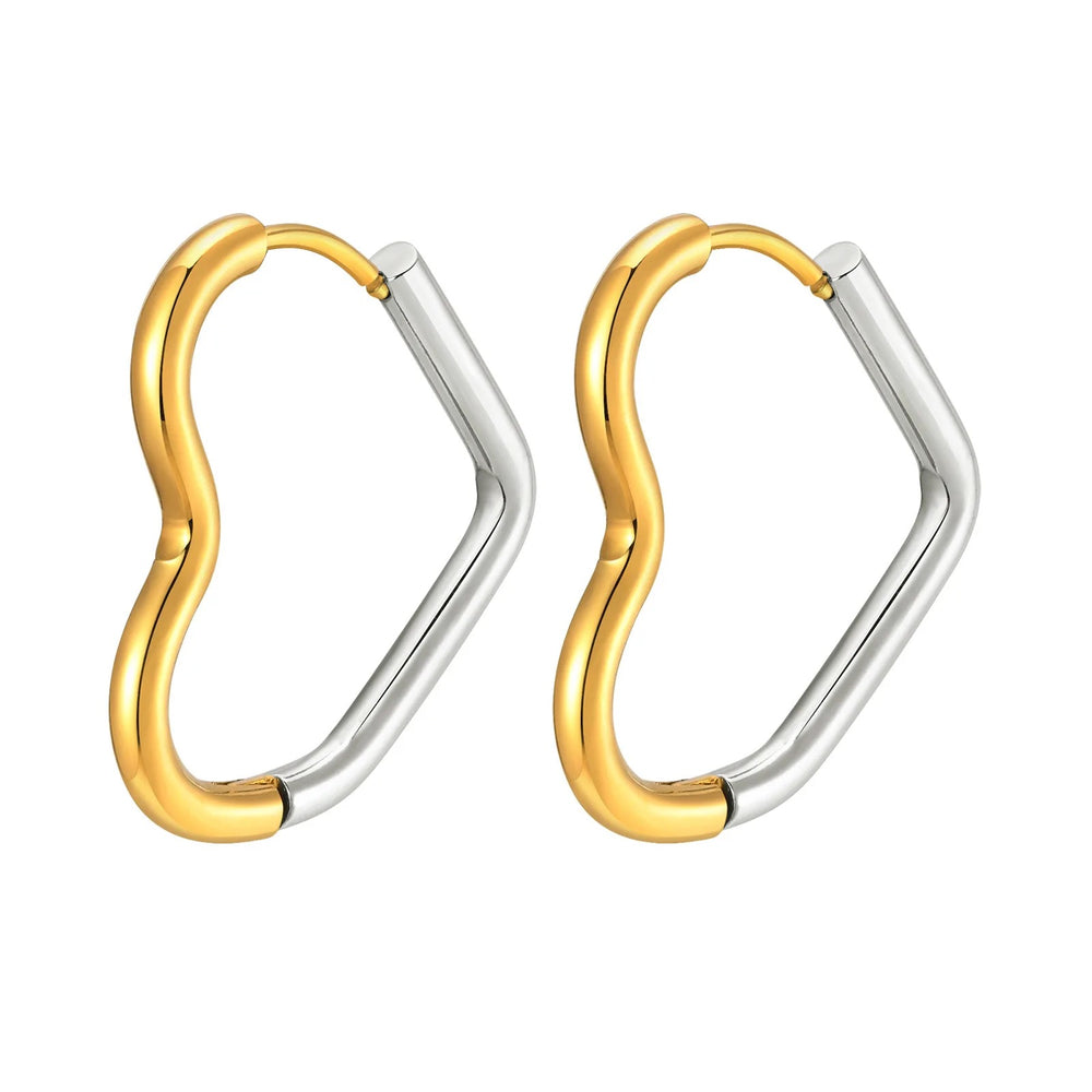 Two Tone Sideways Heart Hoop Earring