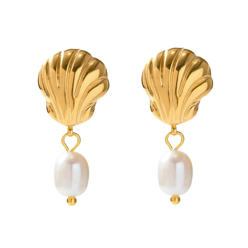 Shell Pearl Drop Earrings
