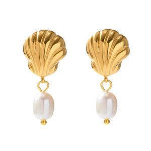 Shell Pearl Drop Earrings