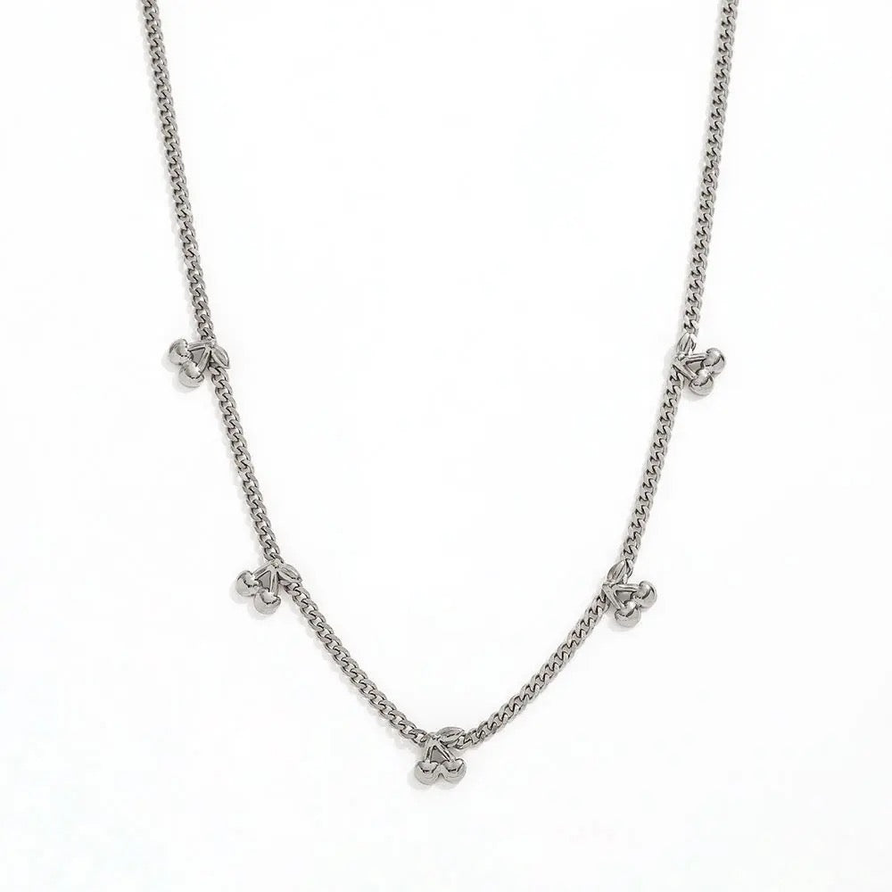 Cherry Chain Necklace - Silver