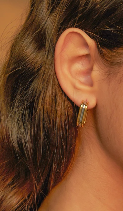 Tri Tone Hoop Earrings