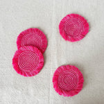 Electric Pink Fringe Coasters Set
