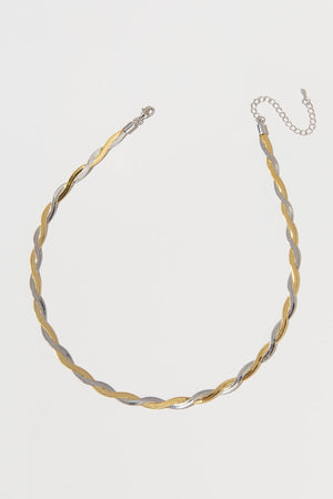 Two Tone Herringbone Twist Necklace