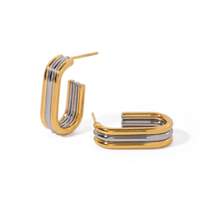 Tri Tone Hoop Earrings