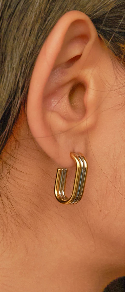 Tri Tone Hoop Earrings