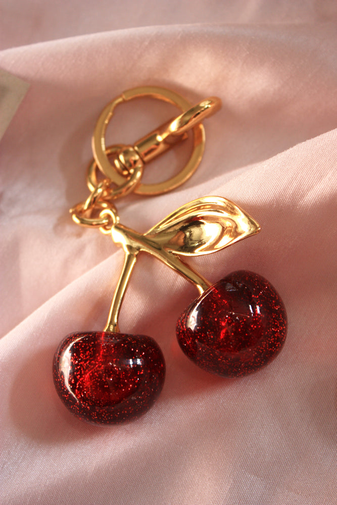 Red Cherry Bag Charm Keychain