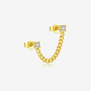 Connected Curb Chain Earring