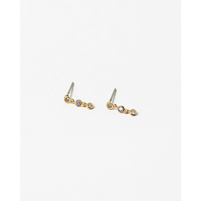 Dainty Bezel Drop Stud Earrings