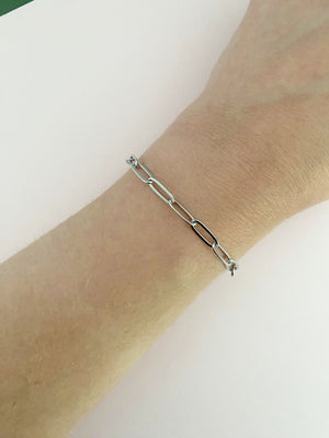 Dainty Paperclip Chain Bracelet - Silver