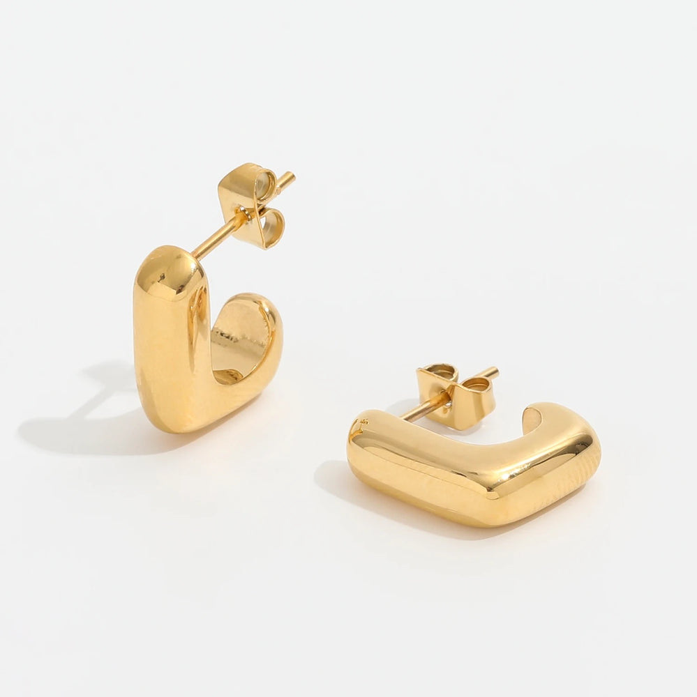 Fay Square Hoop Earrings - Gold