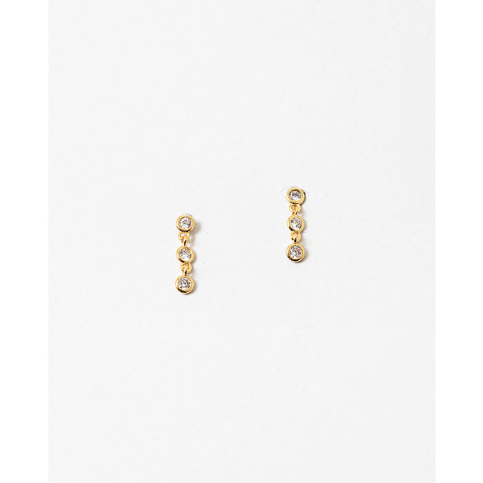 Dainty Bezel Drop Stud Earrings