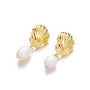 Shell Pearl Drop Earrings