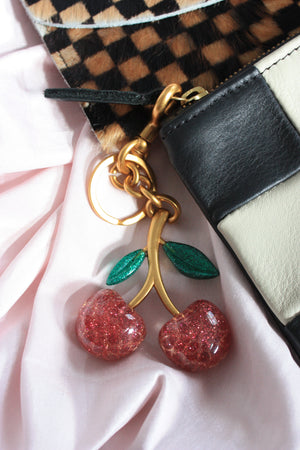 Pink Cherry Bag Charm Keychain