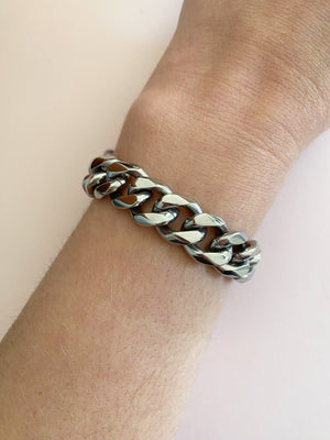 12 MM Cuban Chain Bracelet - Silver