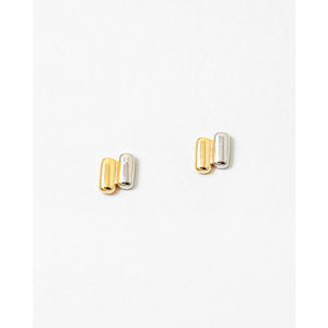 Two Tone Pill Stud Earrings