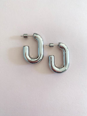 Flash Hoop Earrings - Silver