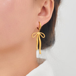 Gold Bow Hoop Earrings