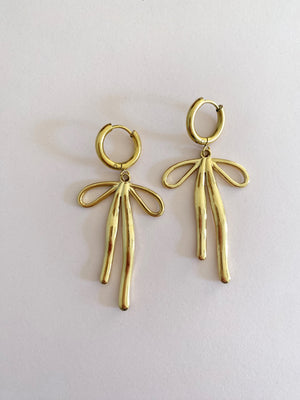 Gold Bow Hoop Earrings