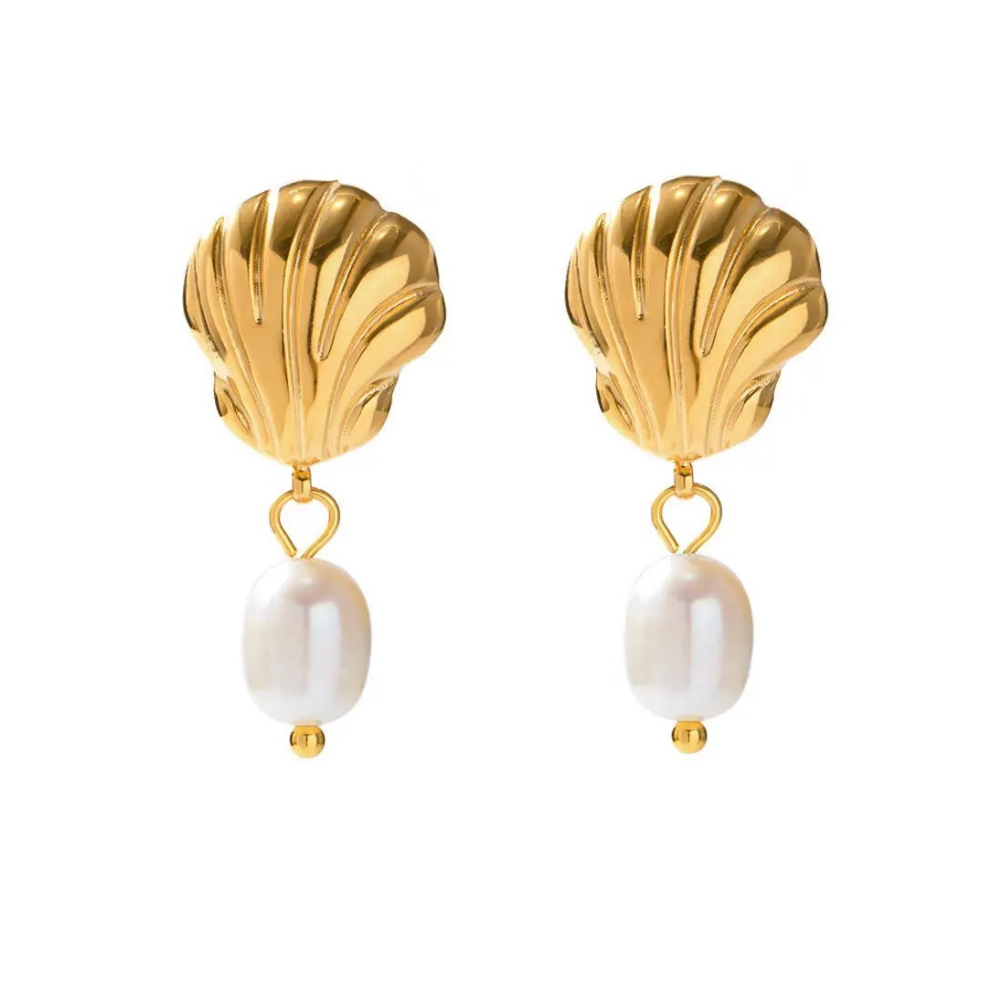 Shell Pearl Drop Earrings