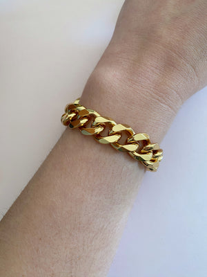 12 MM Cuban Chain Bracelet - Gold