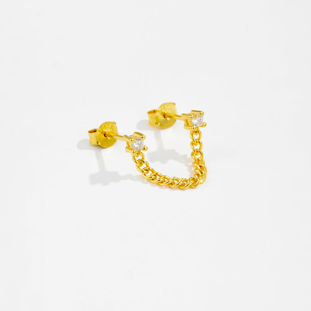 Connected Curb Chain Earring