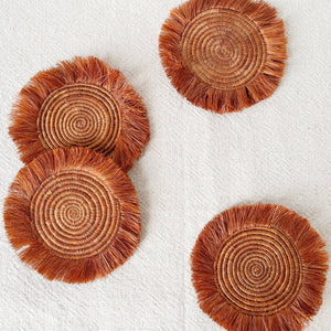 Orange Spice Fringe Coasters Set