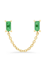 Connected Baguette Stud Earring - Green